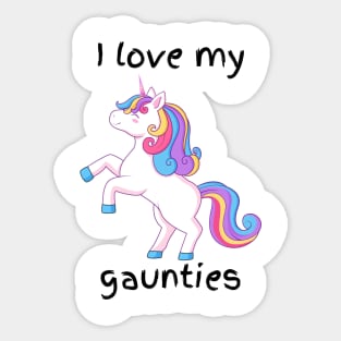 I love my gaunties unicorn Sticker